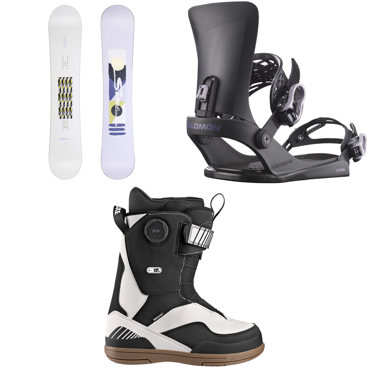 Sims Fluid Snowboard + Salomon EDB X Snowboard Bindings + Deeluxe ID Lara Boa Snowboard Boots - Women's 2026