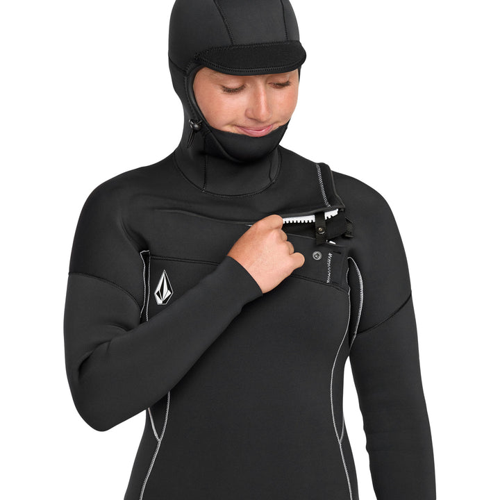 Volcom 5/4 Modulator Chest Zip Hooded Wetsuit - Women's Black