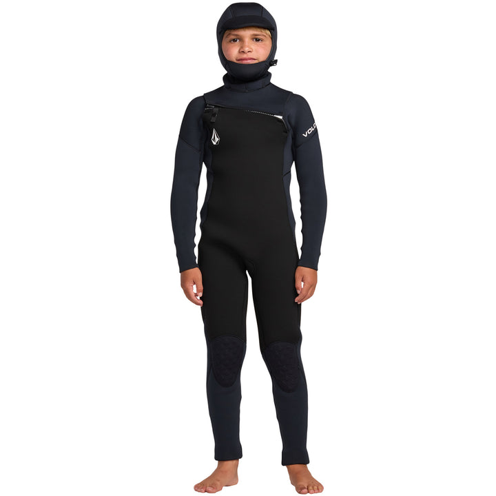 Volcom 5/4 Chest Zip Hooded Wetsuit - Kids' Black