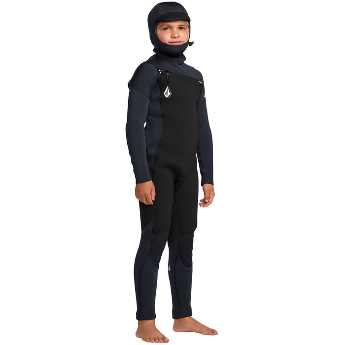 Volcom 5/4 Chest Zip Hooded Wetsuit - Kids' Black