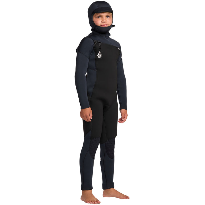 Volcom 5/4 Chest Zip Hooded Wetsuit - Kids' Black