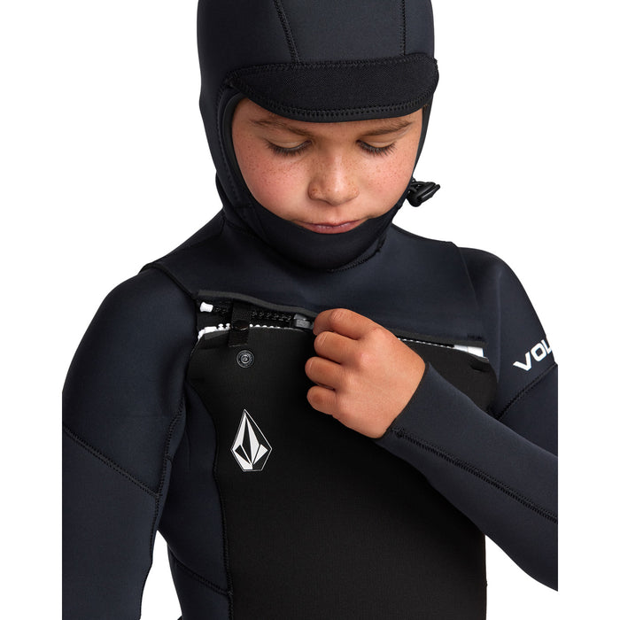 Volcom 5/4 Chest Zip Hooded Wetsuit - Kids' Black