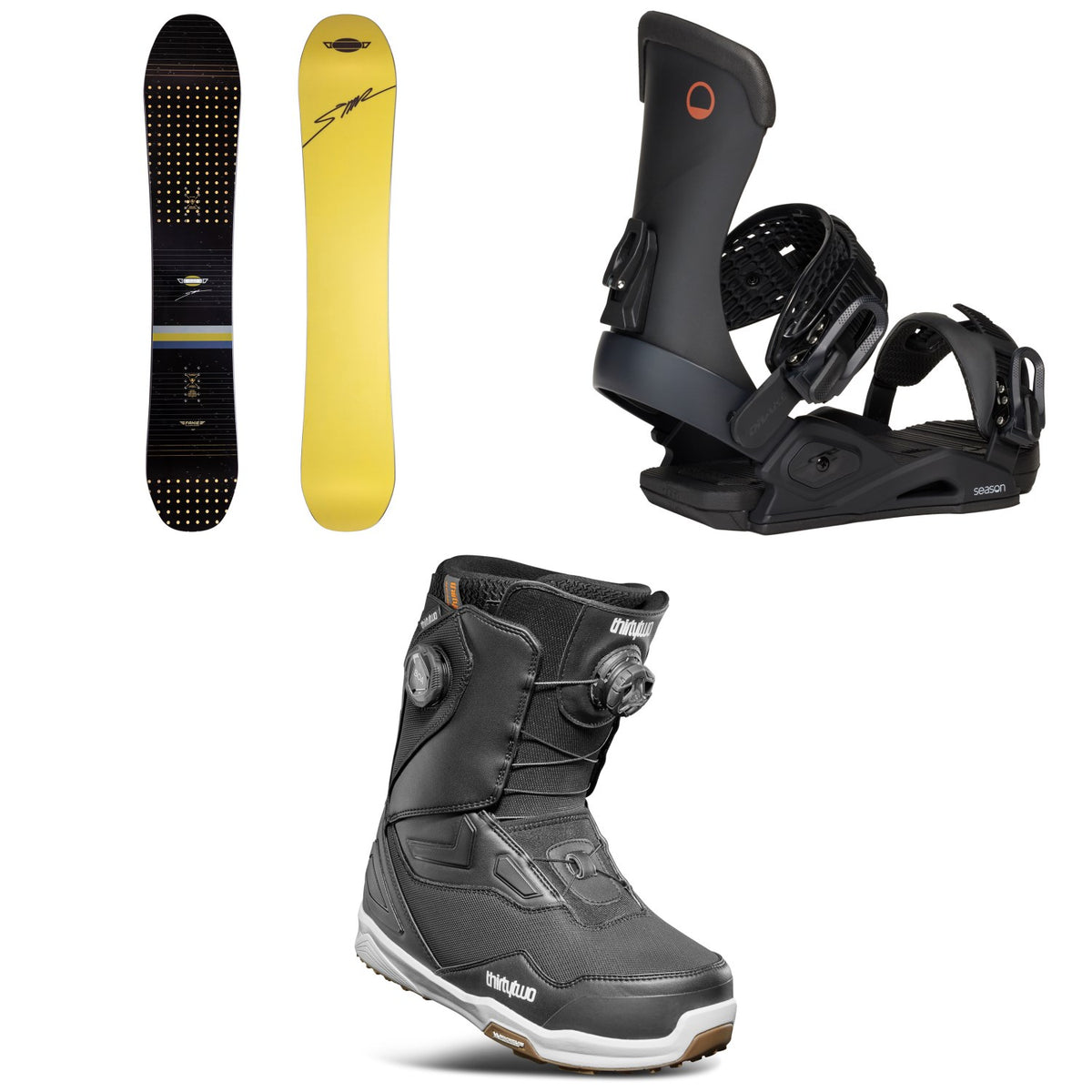 Sims Fakie Snowboard + Season Meld Snowboard Bindings + thirtytwo TM-2 Double Boa Snowboard Boots 2026