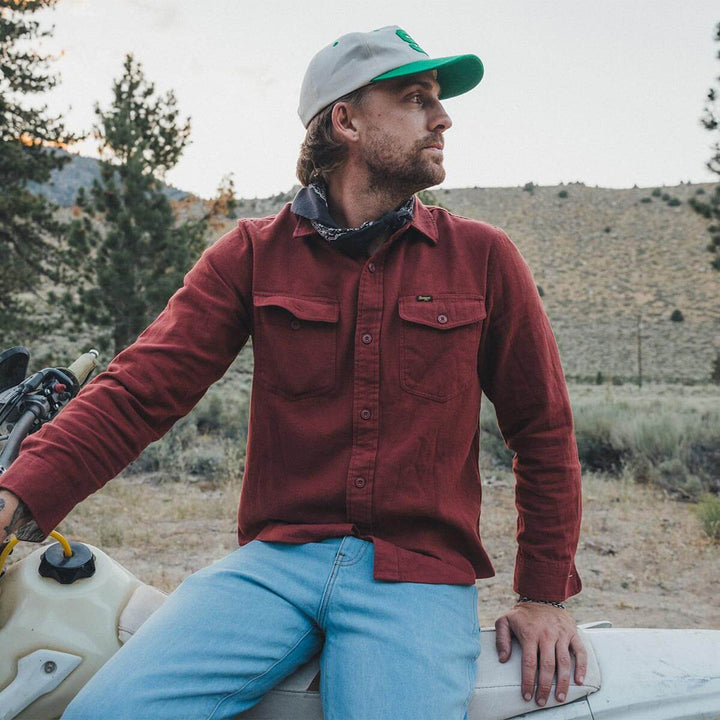 Seager Calico Solid Flannel - Men's Red Rock
