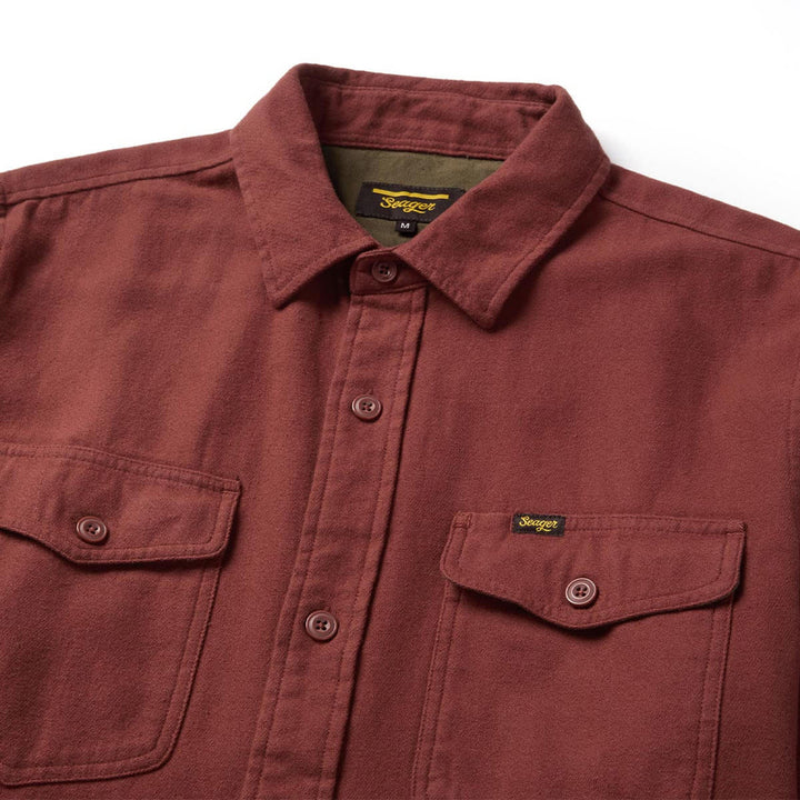 Seager Calico Solid Flannel - Men's Red Rock