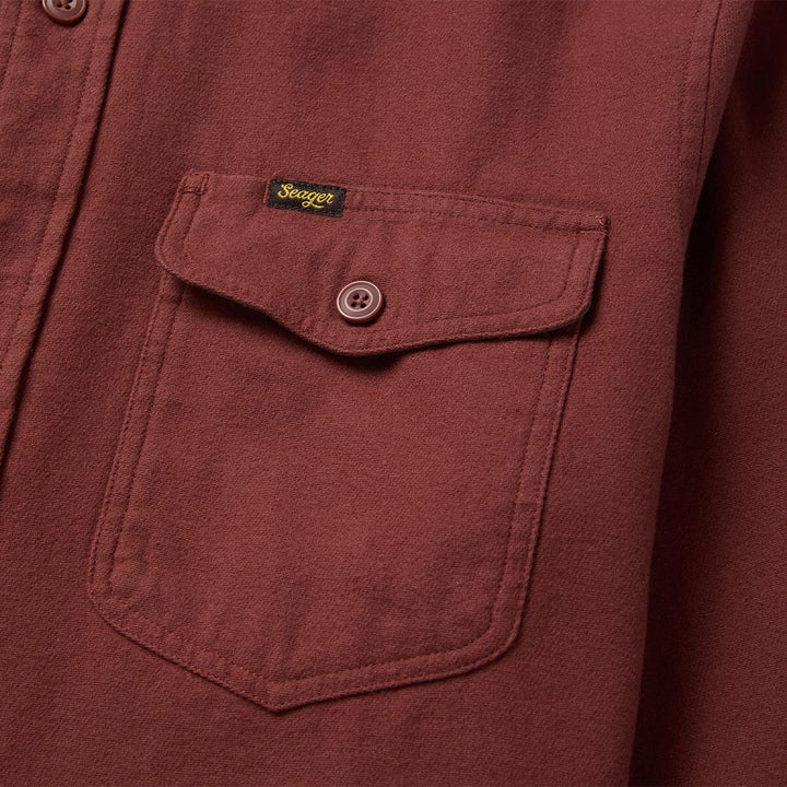 Seager Calico Solid Flannel - Men's Red Rock