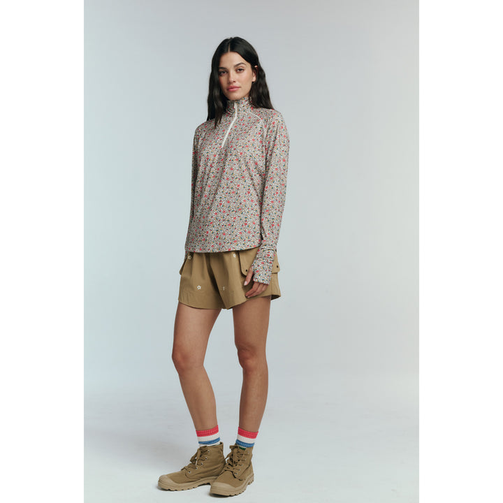 The Great Outdoors The Embridered Cargo Shorts - Women's Khaki With Daisy Embroidery