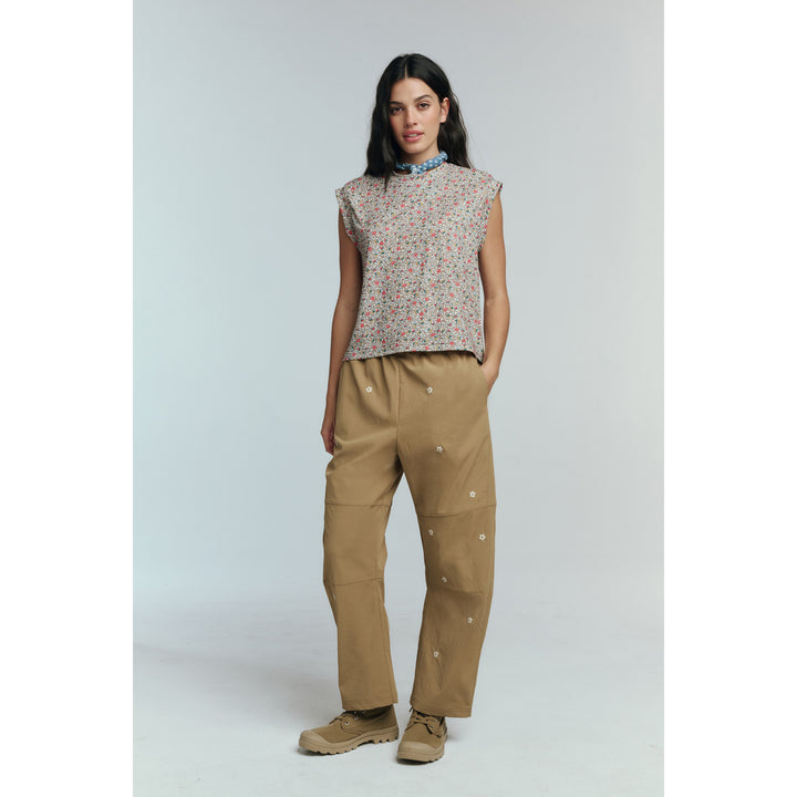 The Great Outdoors The Embroidered Outpost Pants - Women's Khaki With Daisy Embroidery