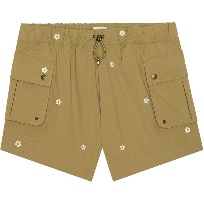 The Great Outdoors The Embridered Cargo Shorts - Women's Khaki With Daisy Embroidery