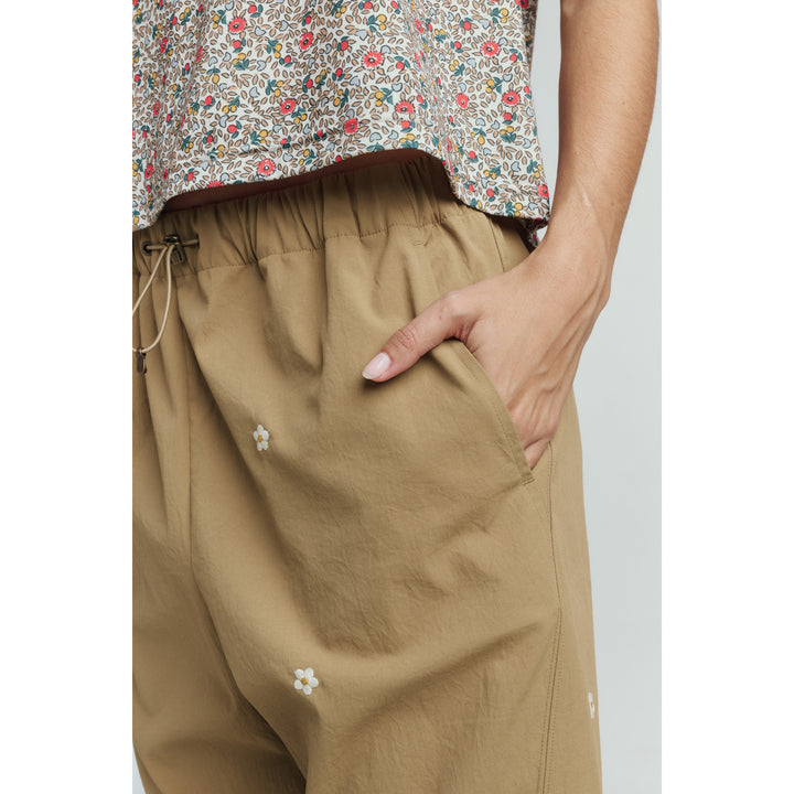 The Great Outdoors The Embroidered Outpost Pants - Women's Khaki With Daisy Embroidery