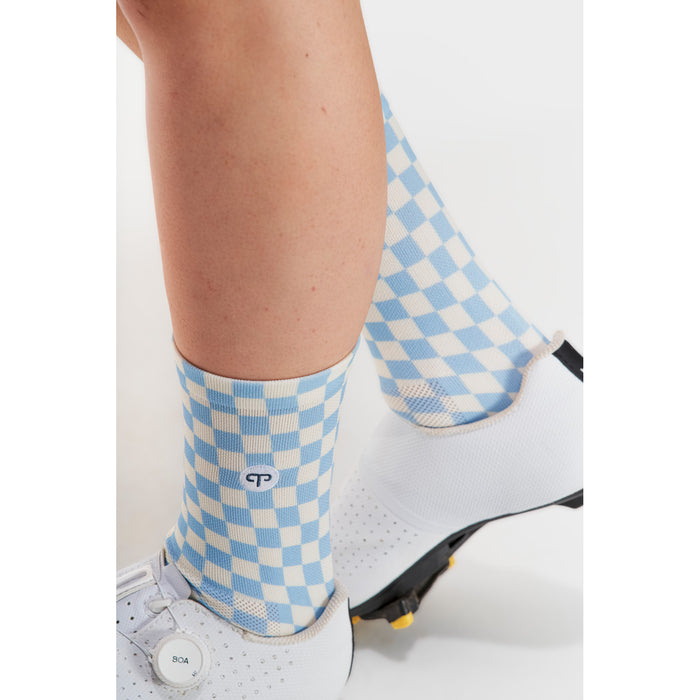 Peppermint Cycling Co. Signature Printed Bike Socks - Women's Damier Sky