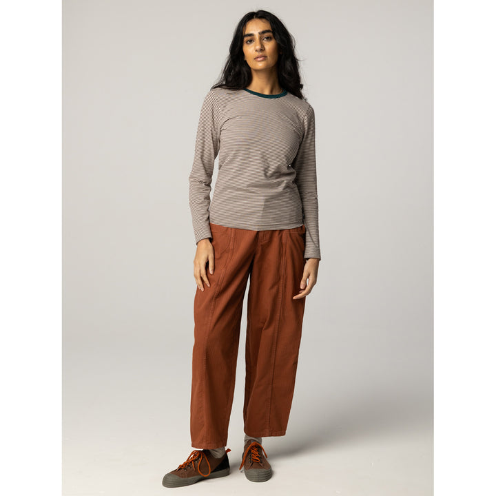 Finisterre Eldon Stripe Long-Sleeve T-Shirt - Women's Burnt Heather/Ecru/Dark Ocean