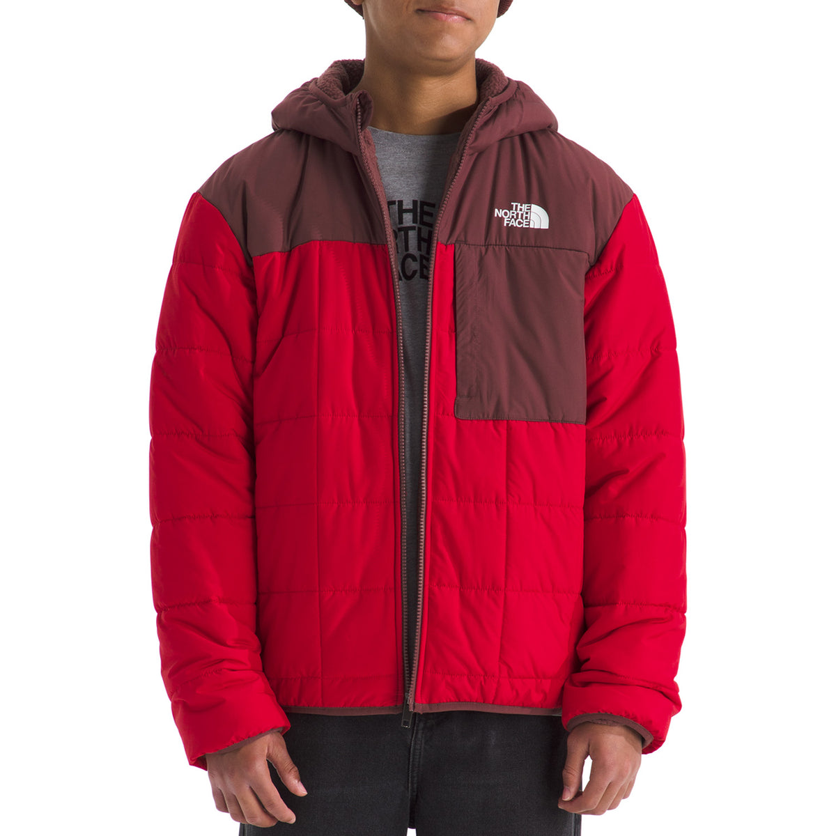 The North Face Reversible Shasta Full Zip Hooded Jacket - Boys' TNF Red/Sumac