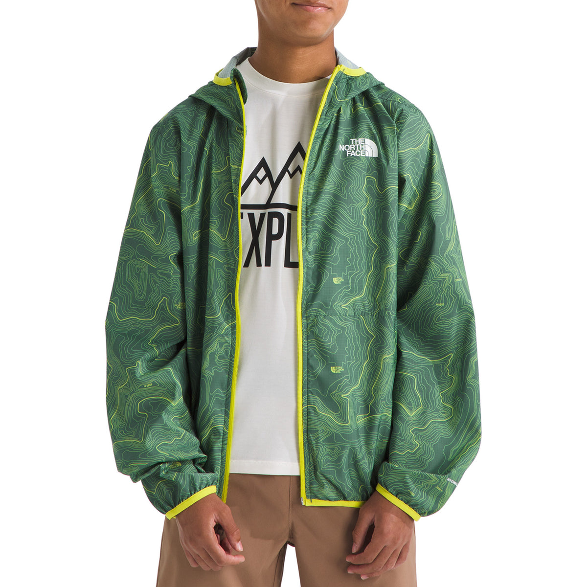 The North Face Cyclone Windbreaker Jacket - Boys' Duck Green TNF Topo Print