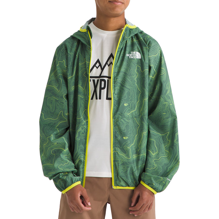The North Face Cyclone Windbreaker Jacket - Boys' Duck Green TNF Topo Print