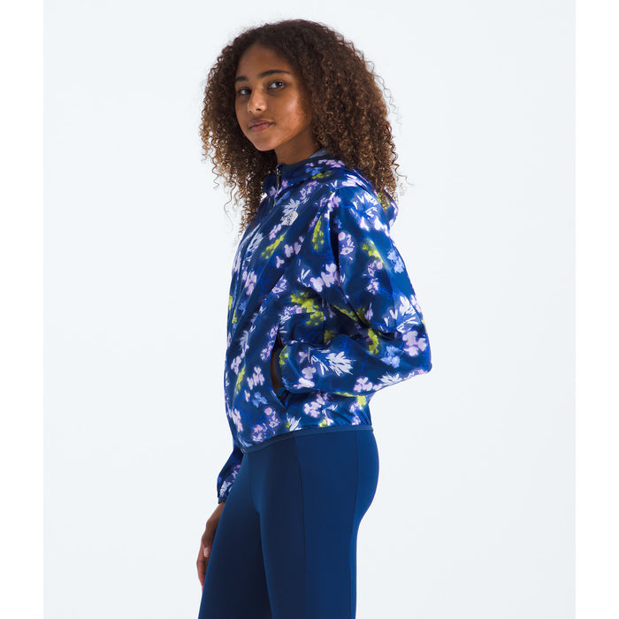 The North Face Cyclone Windbreaker Jacket - Girls' Estate Blue Florescent Floral Print