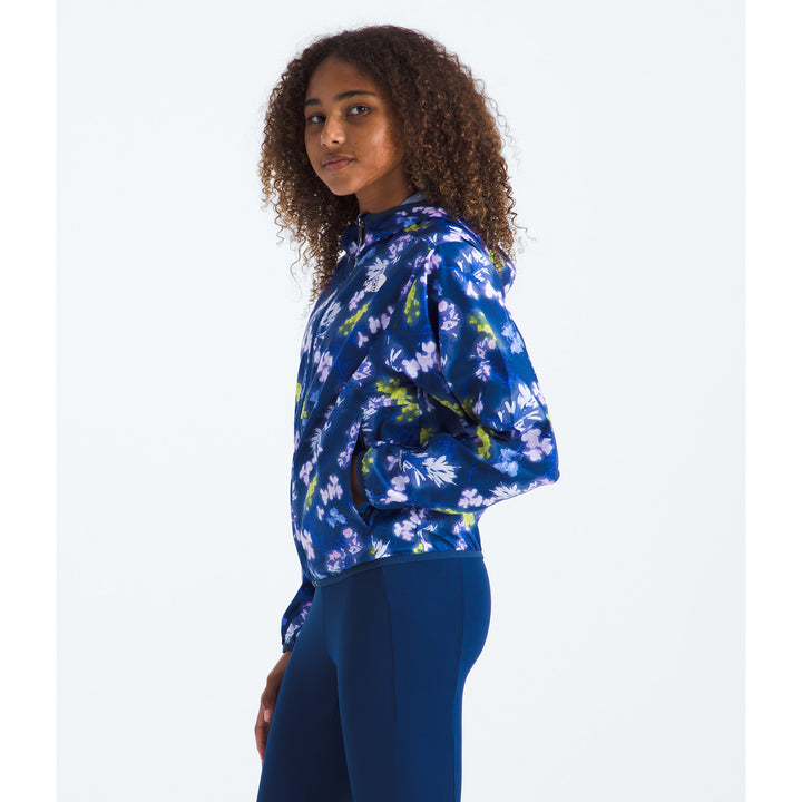 The North Face Cyclone Windbreaker Jacket - Girls' Estate Blue Florescent Floral Print