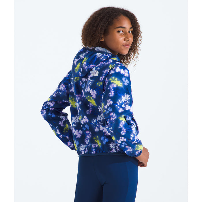 The North Face Cyclone Windbreaker Jacket - Girls' Estate Blue Florescent Floral Print