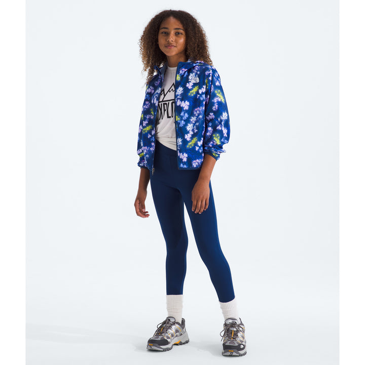 The North Face Cyclone Windbreaker Jacket - Girls' Estate Blue Florescent Floral Print