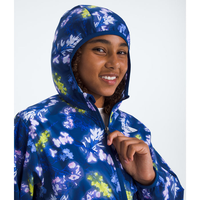 The North Face Cyclone Windbreaker Jacket - Girls' Estate Blue Florescent Floral Print