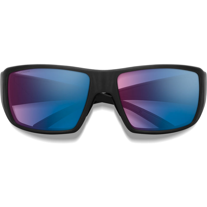 Smith Guide's Choice S Sunglasses Matte Black/ChromaPop Glass Polarchromic Rose Blue Mirror