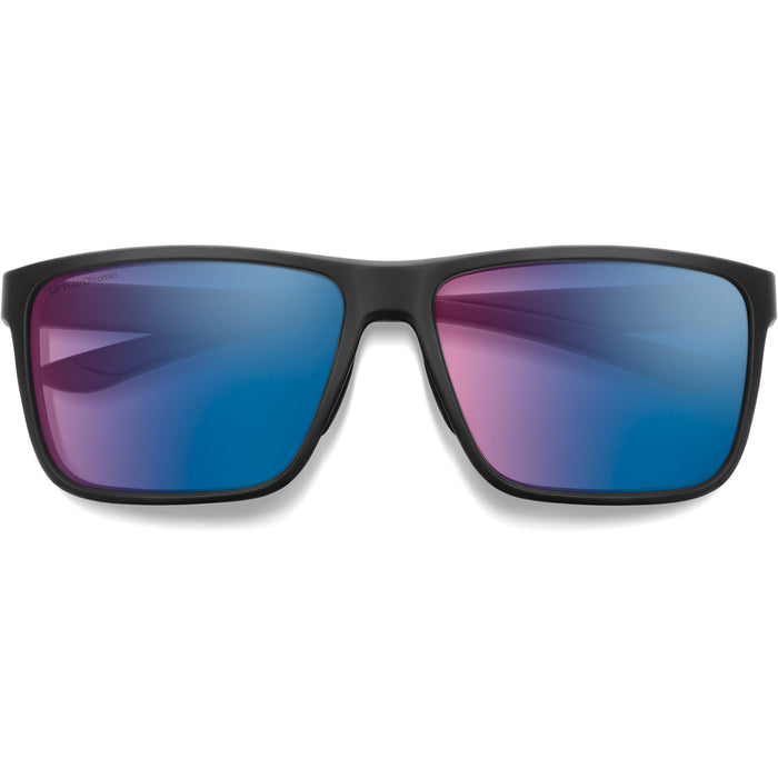 Smith Riptide Sunglasses Matte Black/ChromaPop Glass Polarchromic Rose Blue Mirror