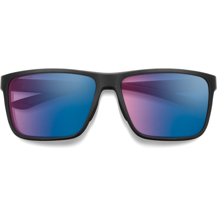 Smith Riptide Sunglasses Matte Black/ChromaPop Glass Polarchromic Rose Blue Mirror
