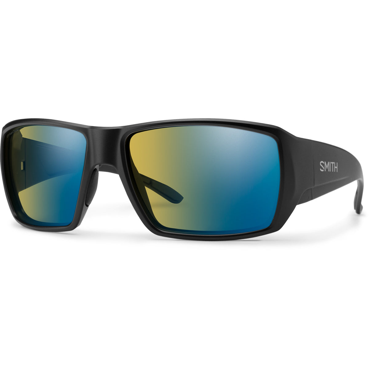 Smith Guide's Choice S Sunglasses Matte Black/ChromaPop Glass Polarchromic Yellow Blue Mirror