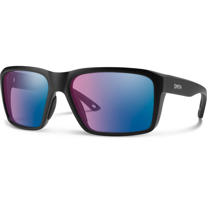 Smith Backcast Sunglasses Matte Black/ChromaPop Glass Polarchromic Rose Blue Mirror