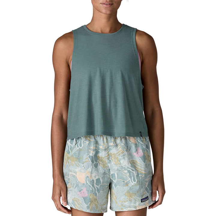 Patagonia Cap Cool Trail Cropped Tank Top - Women's Blue Sage