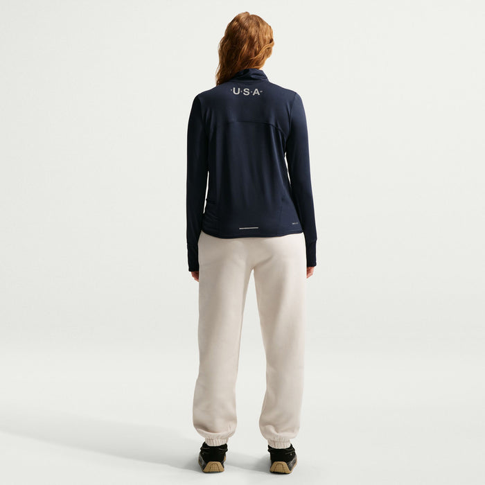 Nike United States Olympic Team Swift Element 1/4 Zip Top - Women's Obsidian/Reflective Silver