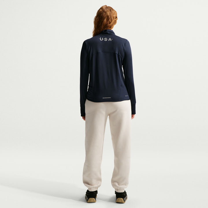 Nike United States Olympic Team Swift Element 1/4 Zip Top - Women's Obsidian/Reflective Silver