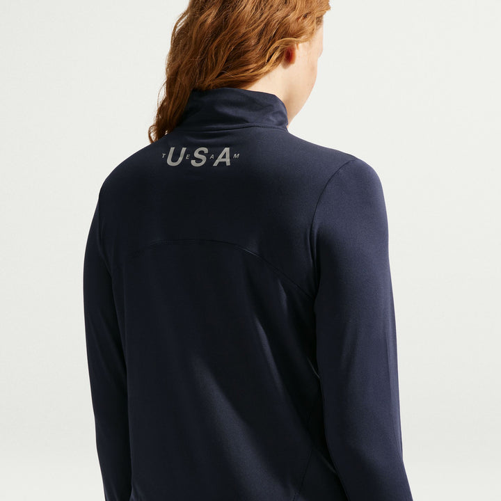 Nike United States Olympic Team Swift Element 1/4 Zip Top - Women's Obsidian/Reflective Silver