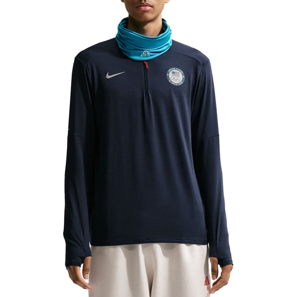 Nike United States Olympic Team Element 1/4 Zip Top - Men's Obsidian/Reflective Silver