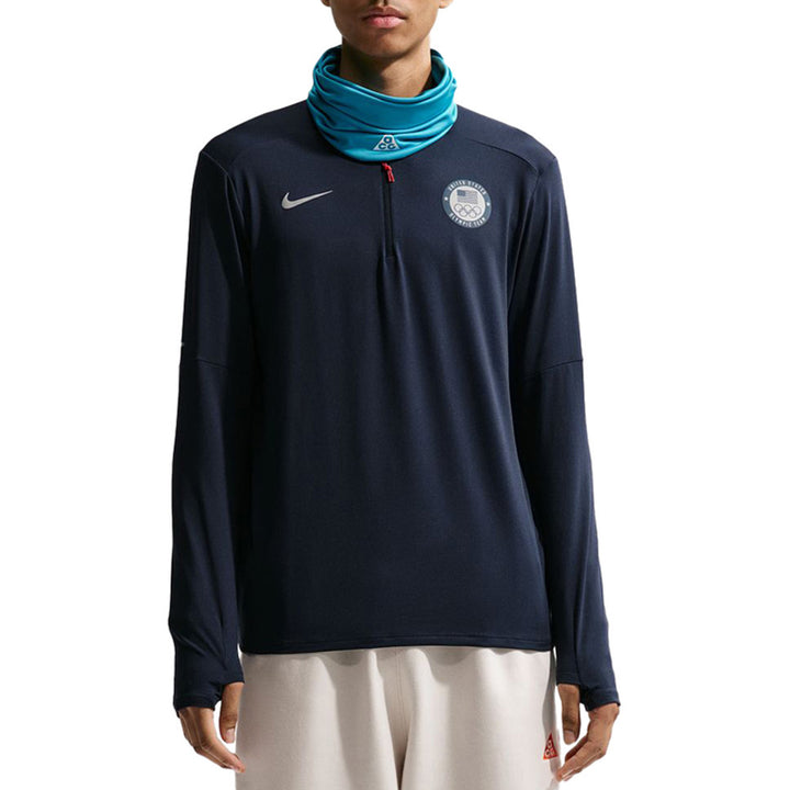Nike United States Olympic Team Element 1/4 Zip Top - Men's Obsidian/Reflective Silver
