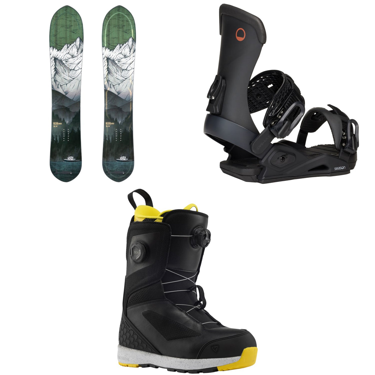 Rossignol XV Slashimi Snowboard + Season Meld Snowboard Bindings + Rossignol RS Primo Snowboard Boots 2026