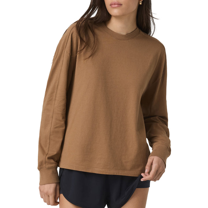 Vuori Long-Sleeve Heavyweight Cotton T-Shirt - Women's Acorn