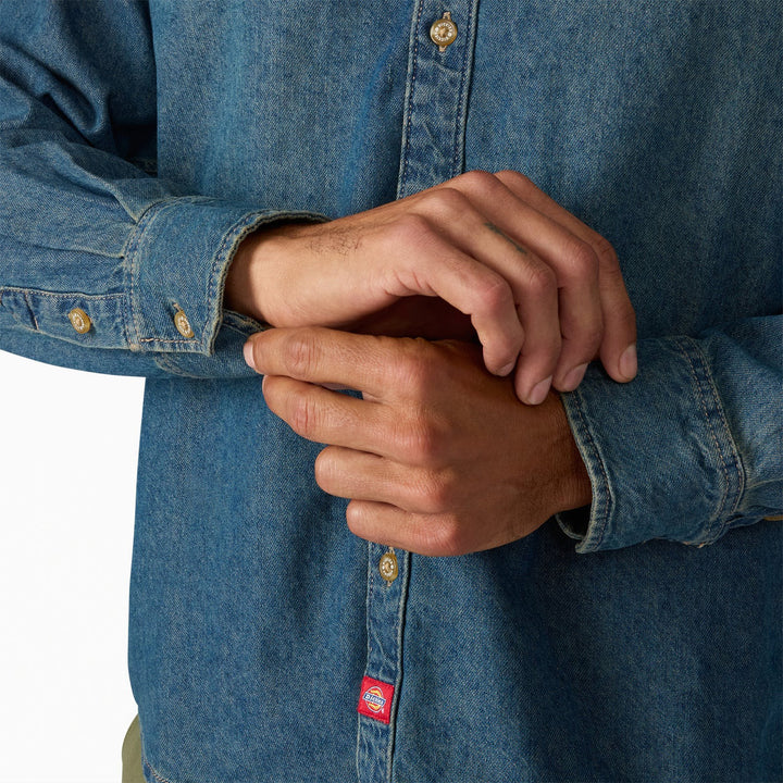 Dickies Lighweight Denim Long-Sleeve Shirt - Men's Khaki Tinited Blue