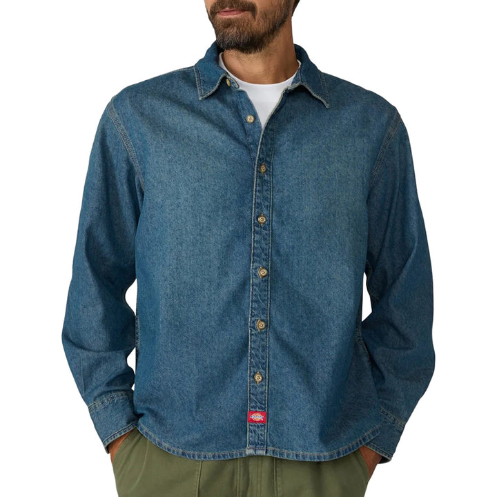 Dickies Lighweight Denim Long-Sleeve Shirt - Men's Khaki Tinited Blue