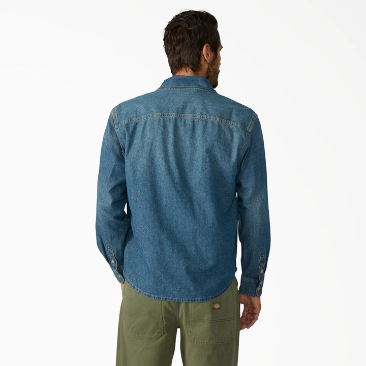 Dickies Lighweight Denim Long-Sleeve Shirt - Men's Khaki Tinited Blue