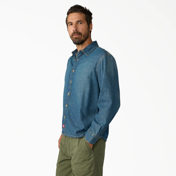 Dickies Lighweight Denim Long-Sleeve Shirt - Men's Khaki Tinited Blue