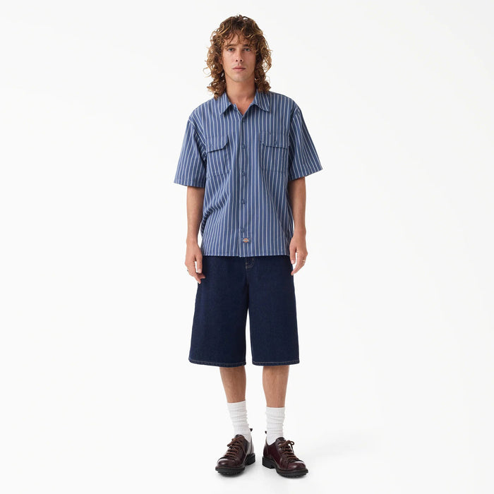 Dickies Worn In Lightweight Work Shirt - Men's Retro Indigo