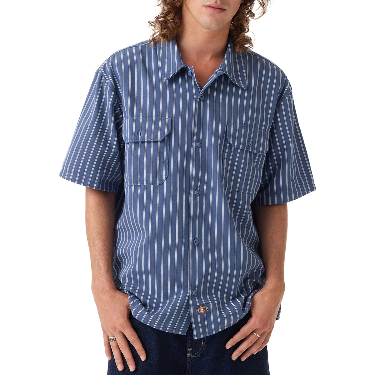 Dickies Worn In Lightweight Work Shirt - Men's Retro Indigo
