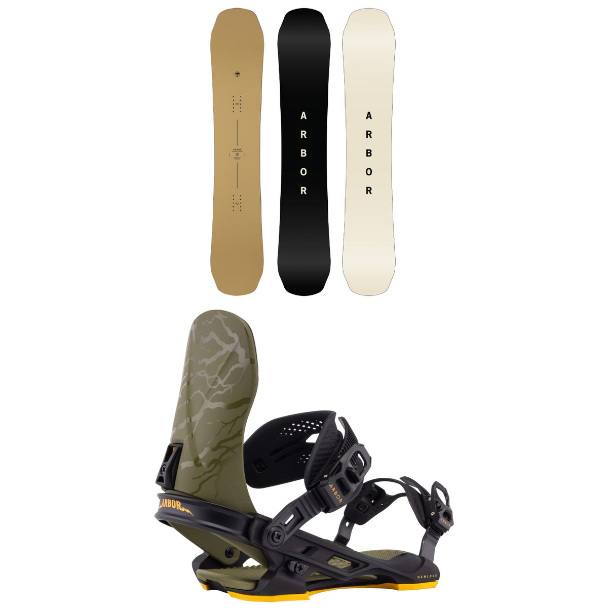 Arbor Element Decon Snowboard + Hemlock Snowboard Bindings 2026