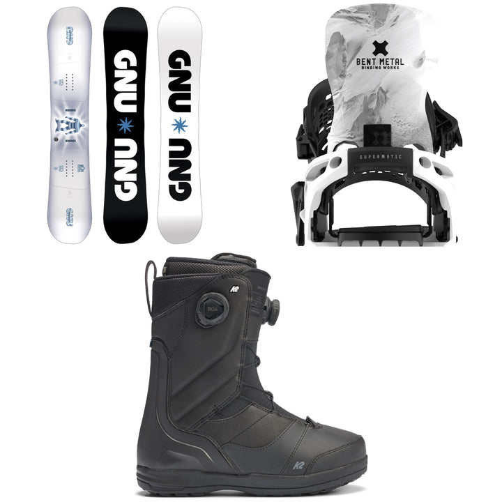 GNU Riders Choice Asym C2X Snowboard + Bent Metal Lightning Supermatic Snowboard Bindings + K2 Maysis Snowboard Boots 2026
