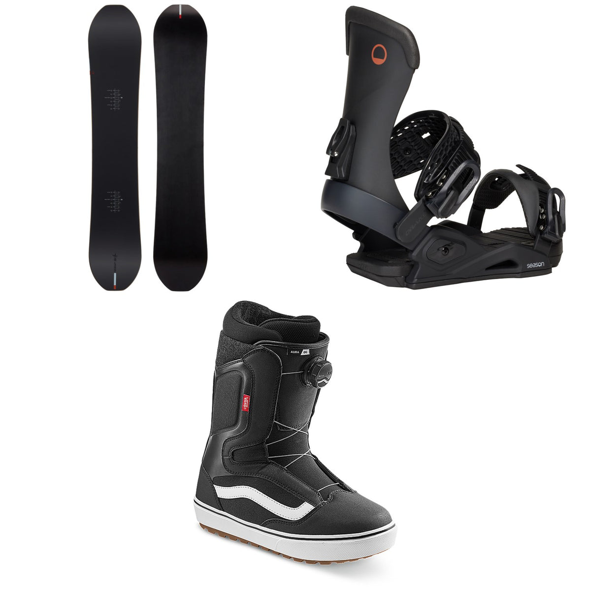 Season Kin Snowboard + Season Meld Snowboard Bindings + Vans Aura OG Snowboard Boots