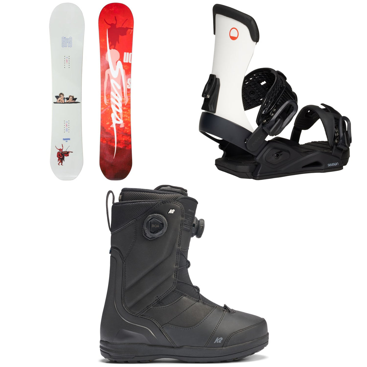 Sims Macrodose Snowboard + Season Meld Snowboard Bindings + K2 Maysis Snowboard Boots