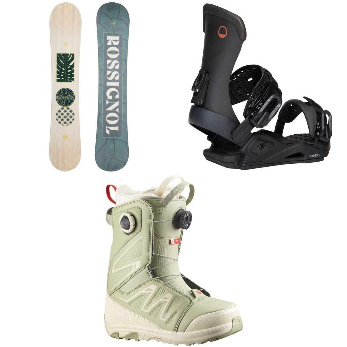 Rossignol Soulside Snowboard + Season Meld Snowboard Bindings + Salomon Ivy BOA SJ Snowboard Boots - Women's