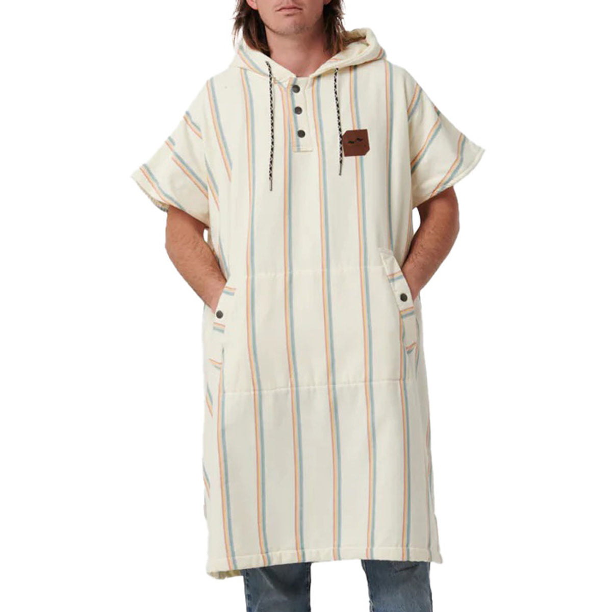 Slowtide Baja Stripe Poncho Cream