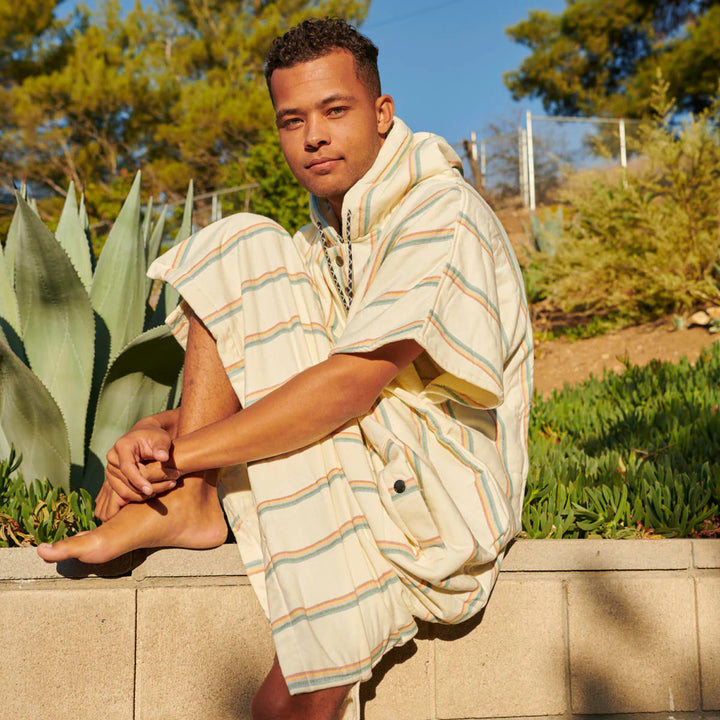 Slowtide Baja Stripe Poncho Cream
